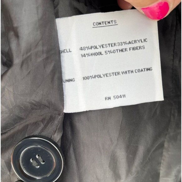 Donatella Womens Plaid Tie Waist Wool Pea Coat Green Sz Medium - Picture 6 of 11